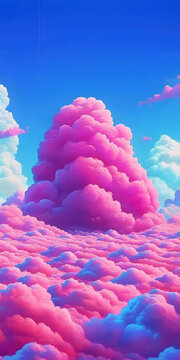 夢幻粉色天空云朵