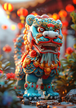 舞獅的AI圖片