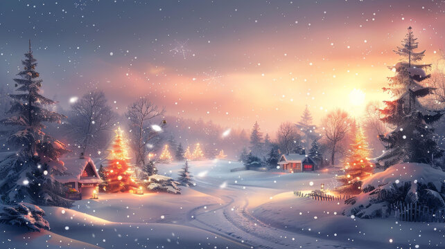 圣誕節(jié)的雪景