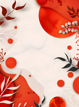 紅色和白色抽象花卉背景圖案