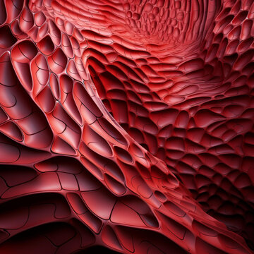 逼真的紅色珊瑚礁或大腦結(jié)構(gòu)插圖