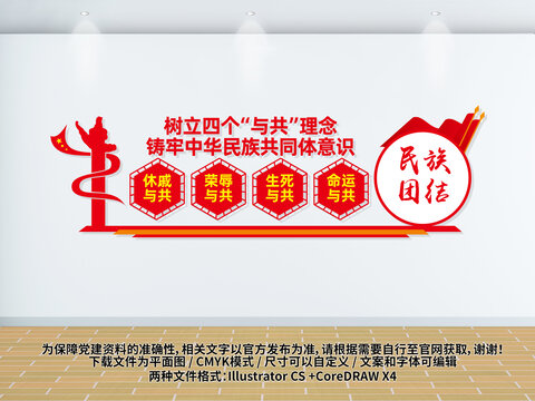 民族團結(jié)四個與共黨建文化墻
