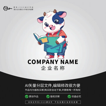 卡通形象動物LOGO奶?？磿? style=