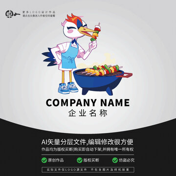 炸串卡通形象LOGO丹頂鶴