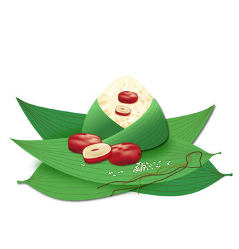 粽子葉包裹的紅棗粽子矢量插畫(huà)