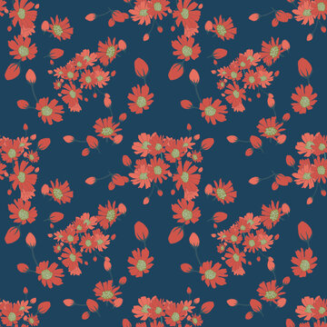 紅色碎花四方連續(xù)印花圖案