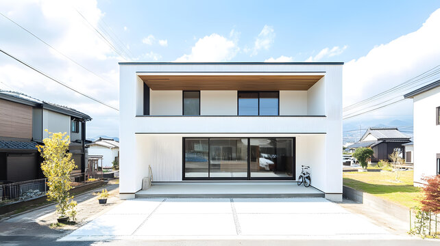 現(xiàn)代風(fēng)格白色兩層住宅建筑外景