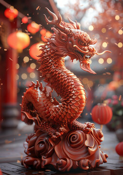 中國龍雕像