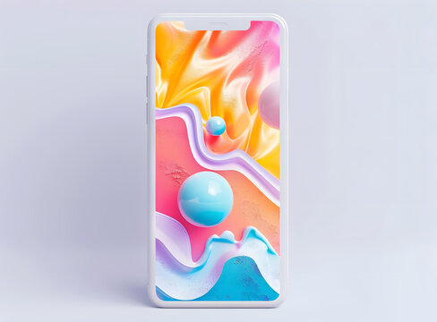 抽象彩色3D手機屏幕設(shè)計