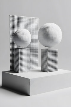 抽象幾何形狀3D渲染圖