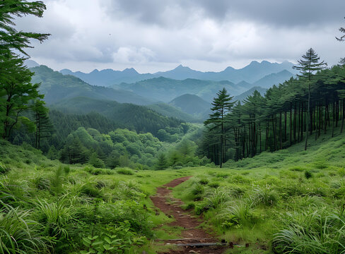 山間小路的AI圖片