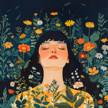 花海中沉睡的女人