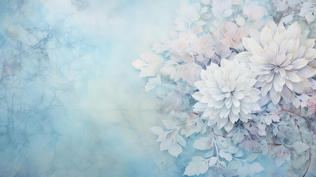 白色和淺藍(lán)色花卉插圖