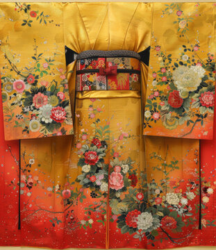 一件帶花卉圖案的和服