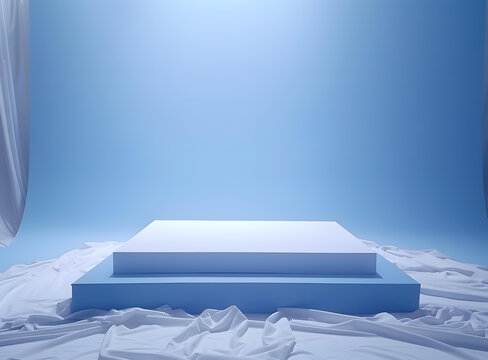 簡約藍色背景與白色平臺