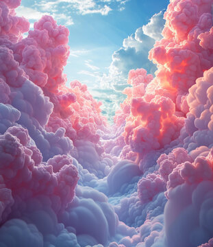 粉色的云彩在暴風雨的天空中翻騰