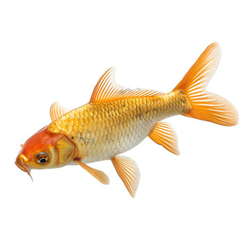 [免摳素材]一條美麗的橙色錦鯉魚在白色背景下