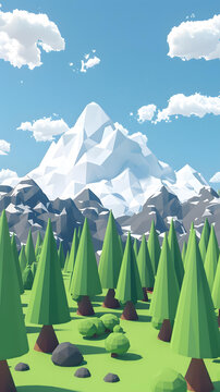 低多邊形山地景觀