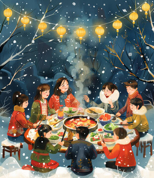 雪地火鍋團(tuán)圓