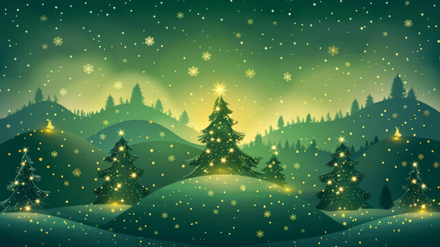 圣誕雪夜美景