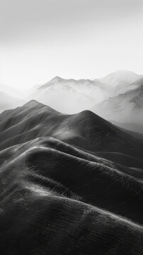 黑白山地景觀