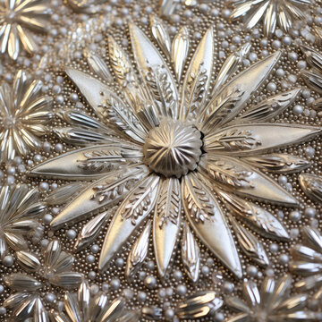 銀色串珠和金屬花朵