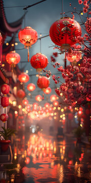 中國傳統(tǒng)節(jié)日春節(jié)的街道