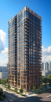 現(xiàn)代玻璃鋼結(jié)構(gòu)住宅建筑街景