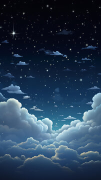繁星點點 夜空中微微云霧
