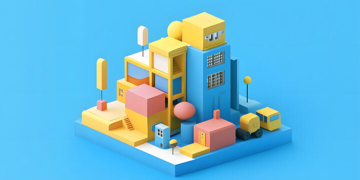 多彩的3D城市建筑