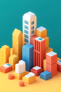 彩色3D城市景觀