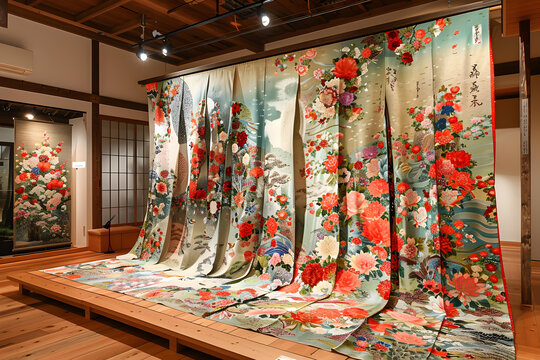 日本傳統(tǒng)花卉圖案和服展