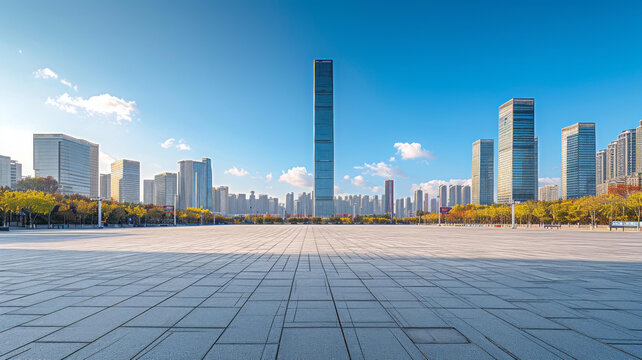 空曠的城市廣場背景是現(xiàn)代建筑