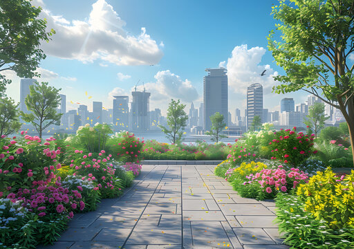 城市公園的AI圖片