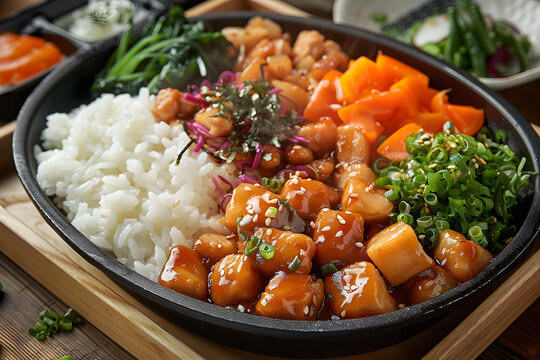 香噴噴的雞肉蔬菜蓋飯