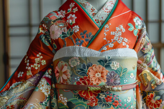 一件帶花卉圖案的和服