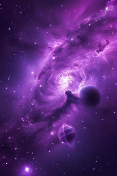 壯觀的紫色星系和行星