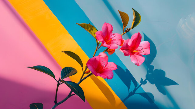 粉色花朵和彩色背景