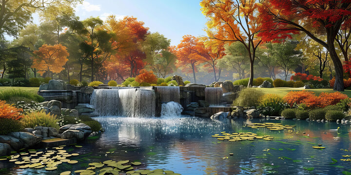 秋日湖畔公園