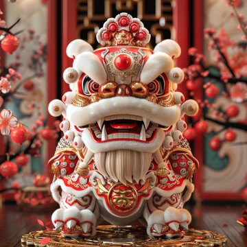 舞獅的AI圖片