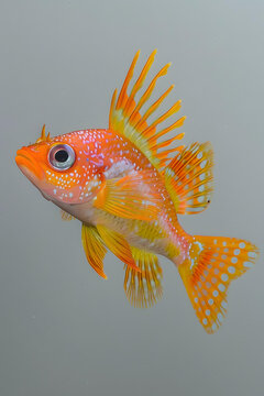 橙色魚在灰色背景中游動