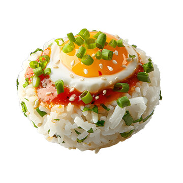 [免摳素材]美味米飯碗配雞蛋和蔬菜