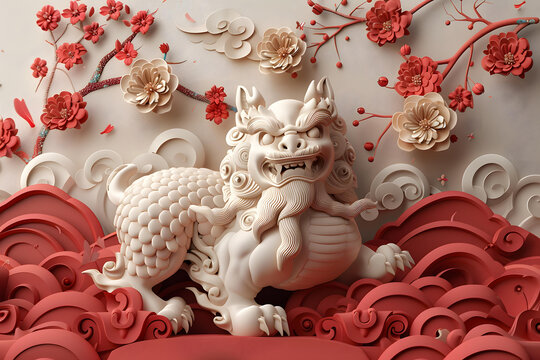 祥獅獻(xiàn)瑞的AI圖片