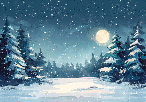 冬夜雪林的AI圖片