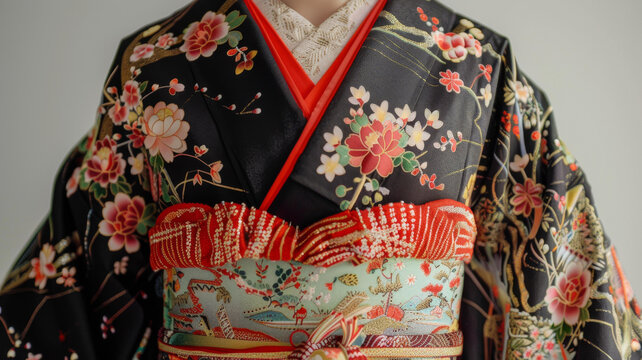 一件帶花卉圖案的和服
