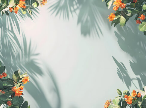 熱帶植物葉子花卉陰影背景