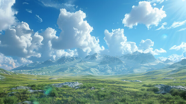 蔥郁的山丘與壯美的山脈全景