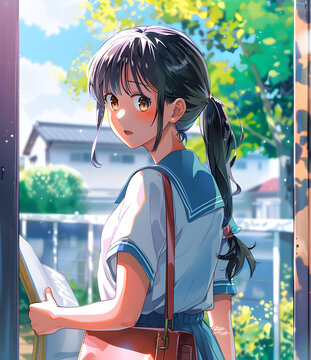穿著制服的動漫女孩