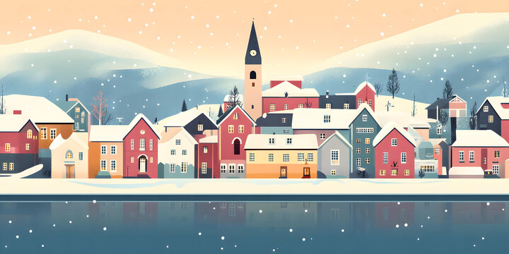 雪景小鎮(zhèn)風景