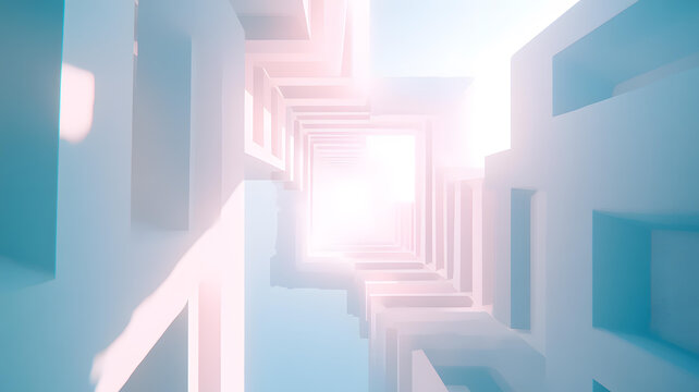 抽象白色建筑隧道光線